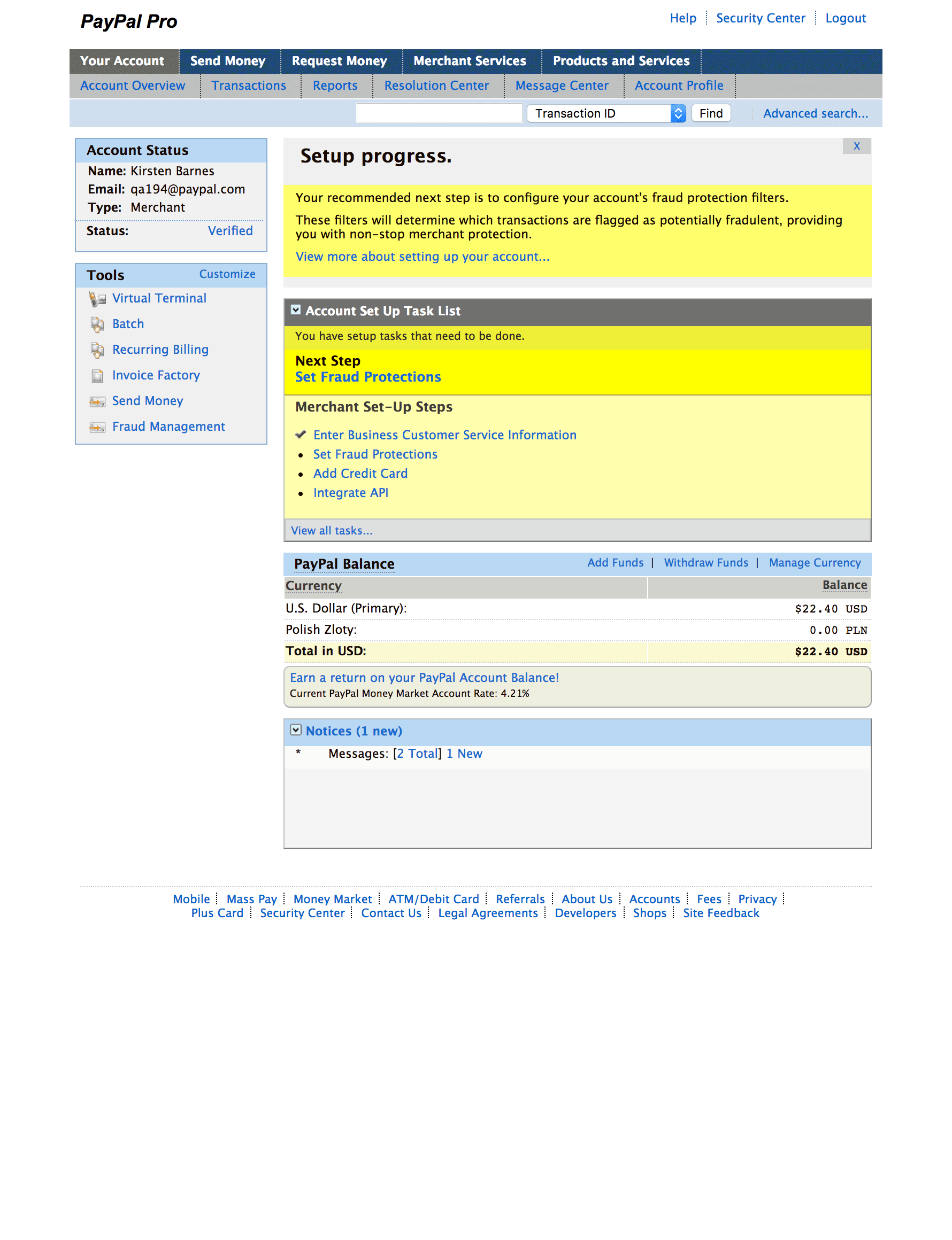 PayPal Account Setup
