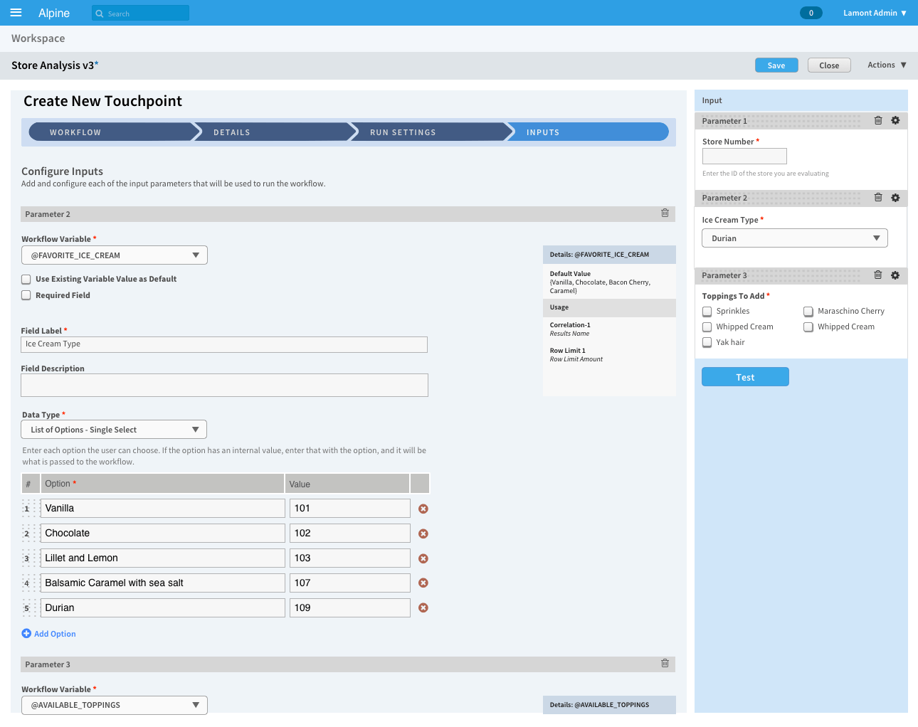 Create a Touchpoint: parameter building